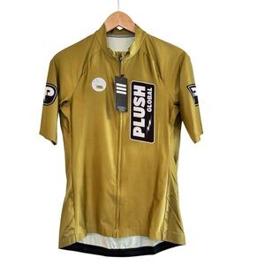 NWT Wyn Republic Plush Premium Cycling Jersey Training Gold Mens XL Short Sleeve